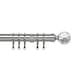 image 1 of 35mm Fixed Length Metal Curtain Pole Set Chrome Acrylic Ball Finial 330cm | Silver | Silver