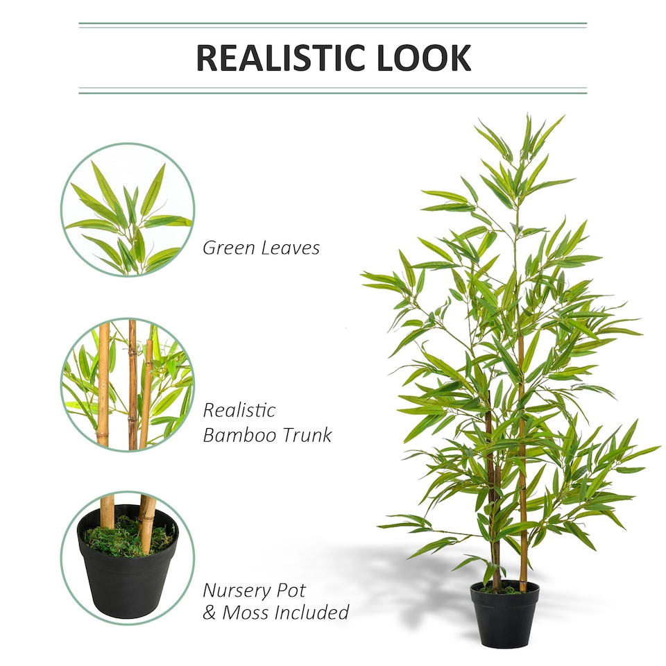 image 1 of Outsunny Set of 2 120cm/4FT Artificial Bamboo Trees Plant w/ Pot Indoor