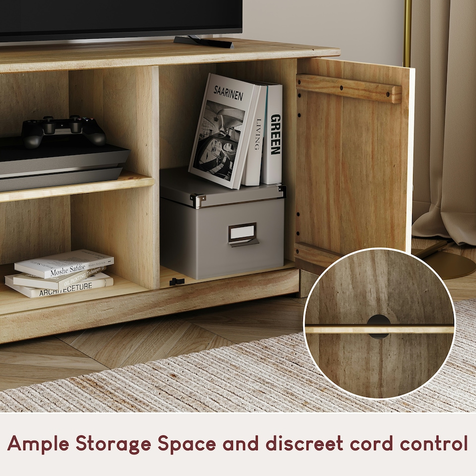 image 1 of Vida Designs Panama 2 Door 1 Shelf Flat Screen TV Unit Stand, Solid Pine Wood