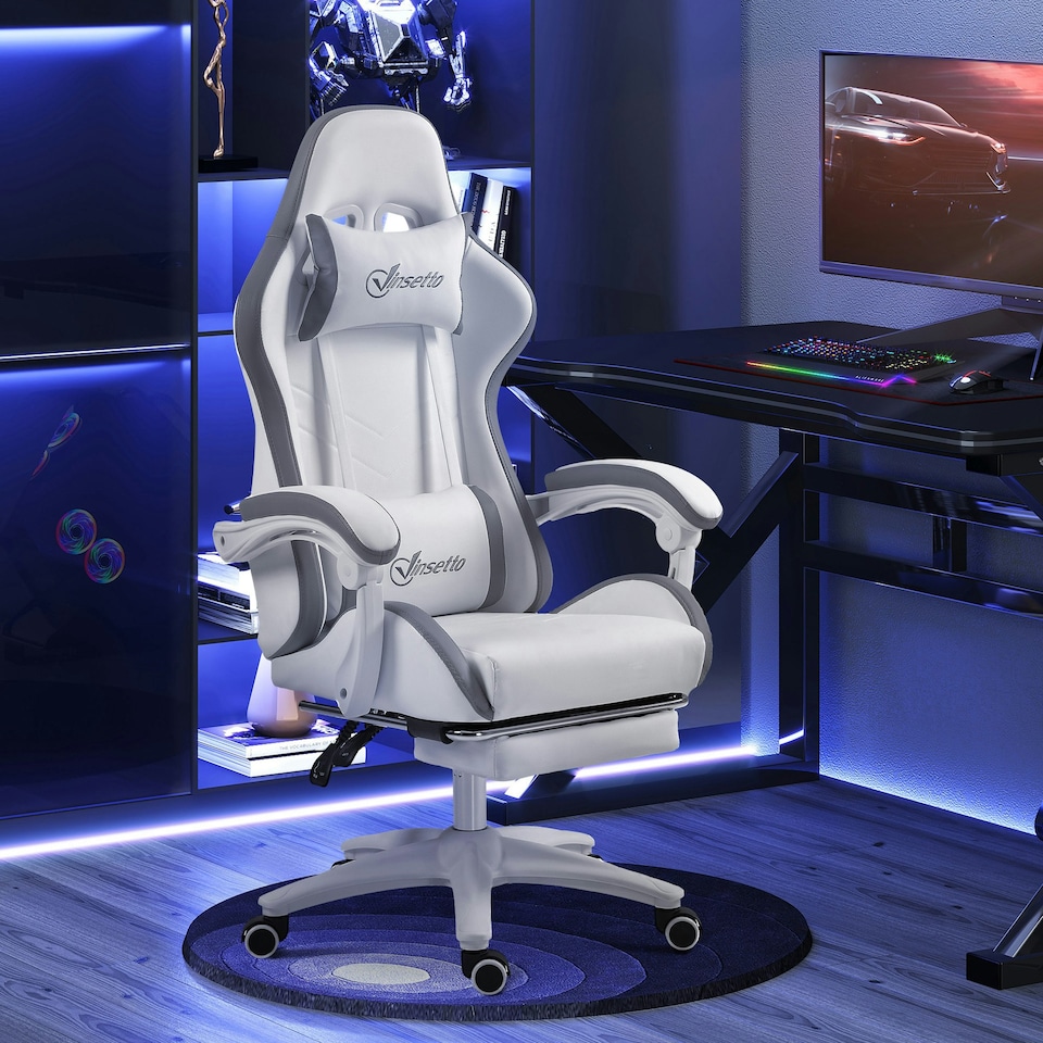 image 1 of Vinsetto Racing Style Gaming Chair with Reclining Function Footrest, Blue
