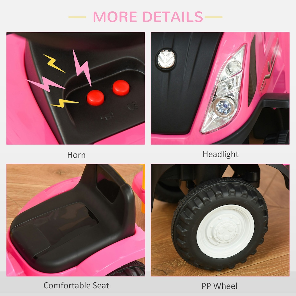 image 1 of HOMCOM Ride On Tractor Toddler Walker Foot To Floor Slider 12-36 Months Pink