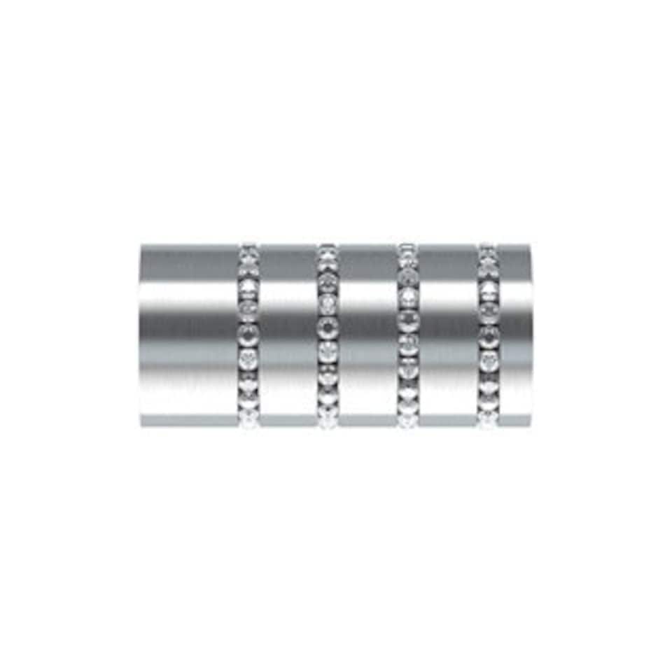 image 1 of 25-28mm Allure End Satin Silver Metal Curtain Pole Set 170 - 300cm | Silver | Silver