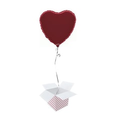 Burgundy Heart Foil Helium Balloon - Inflated Balloon in a Box