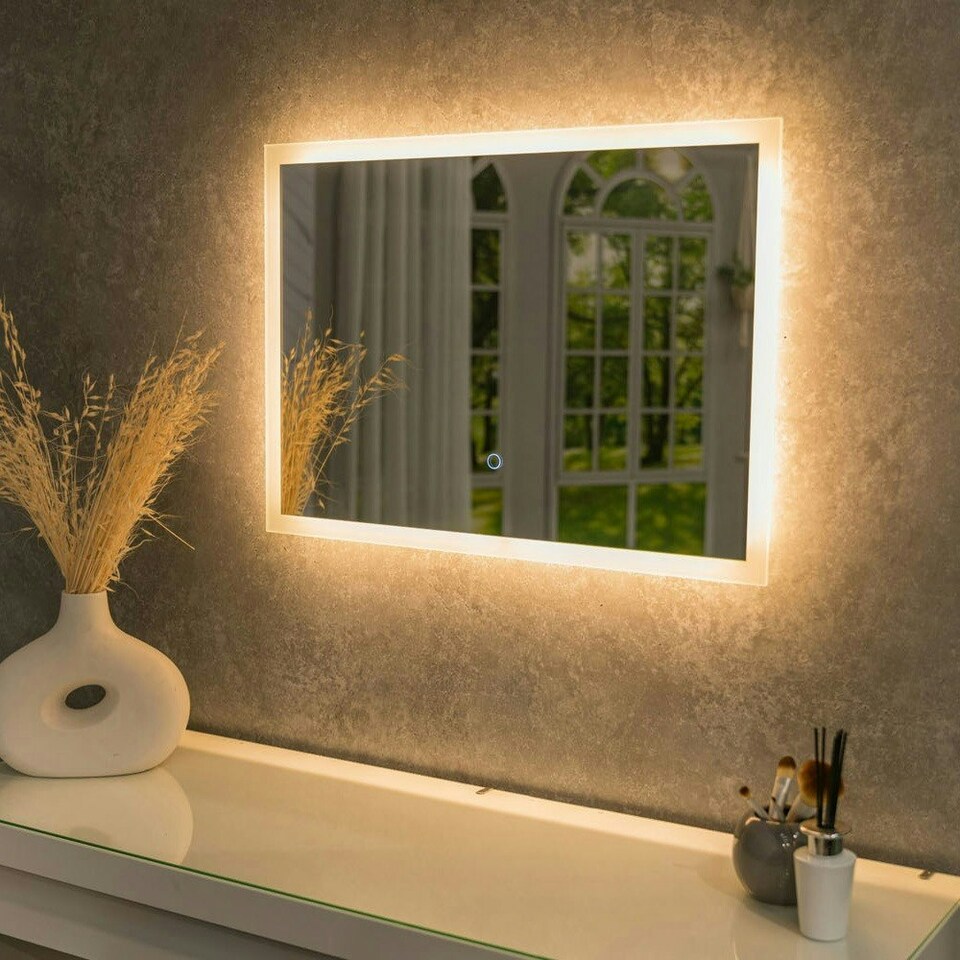 image 1 of ValueLights ValueLights Mirror IP44 Bathroom Demister Touch Control Backlit LED 50 x 70cm Mirror Light