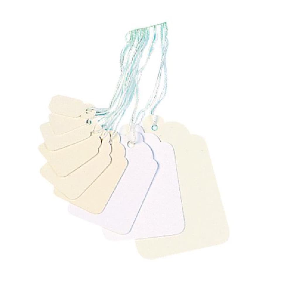 image 1 of Strung Ticket 21x13mm White (Pack of 1000) KF01615