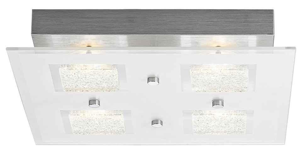 image 1 of Modern Chrome Square LED Bathroom Light with Clear-Frosted Glass Plate | Silver