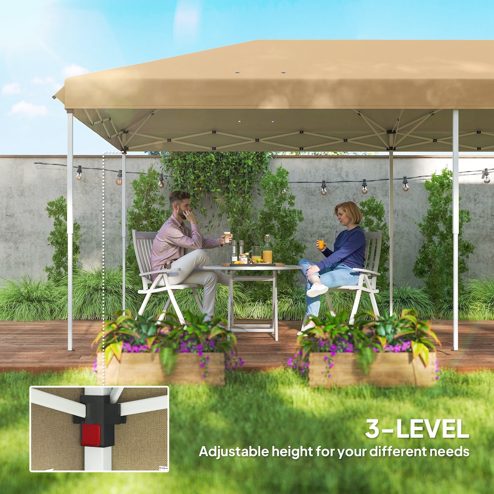 image 1 of Outsunny 6 x 3(m) Pop Up Party Tent Canopy with 6 Removable Sidewalls Beige