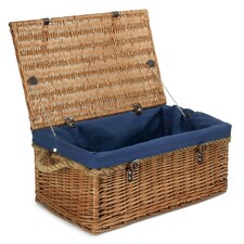 61cm Double Steamed Wicker Rope Handled Trunk with Lining Blue | Blue | One Size