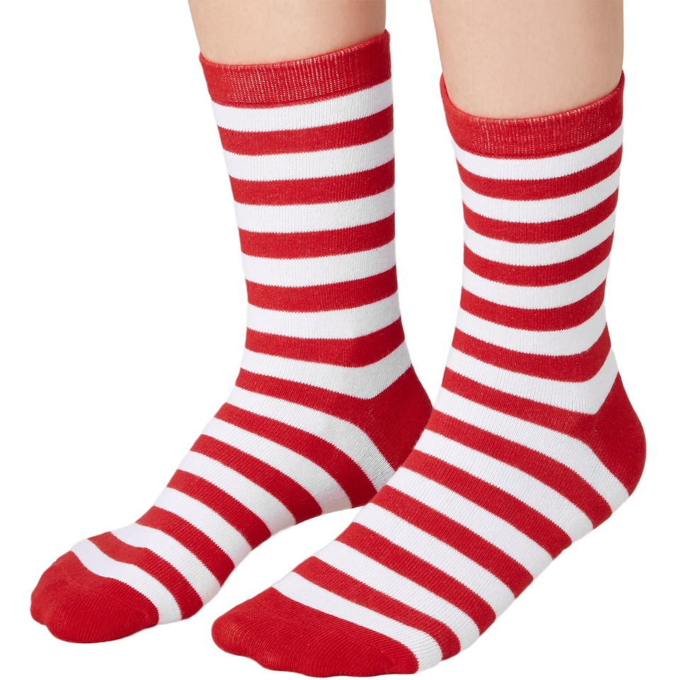 image 1 of Striped Christmas socks | Red | red/white | 1