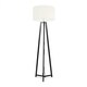 image 3 of ValueLights Lottie Black Wood Tripod Floor Lamp with Cream Boucle Drum Shade and LED Bulb