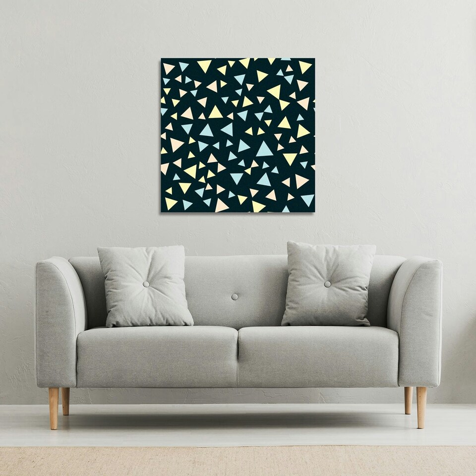 image 1 of Yellow & Blue Triangles (Canvas Print) 114 x 114 x 4cm