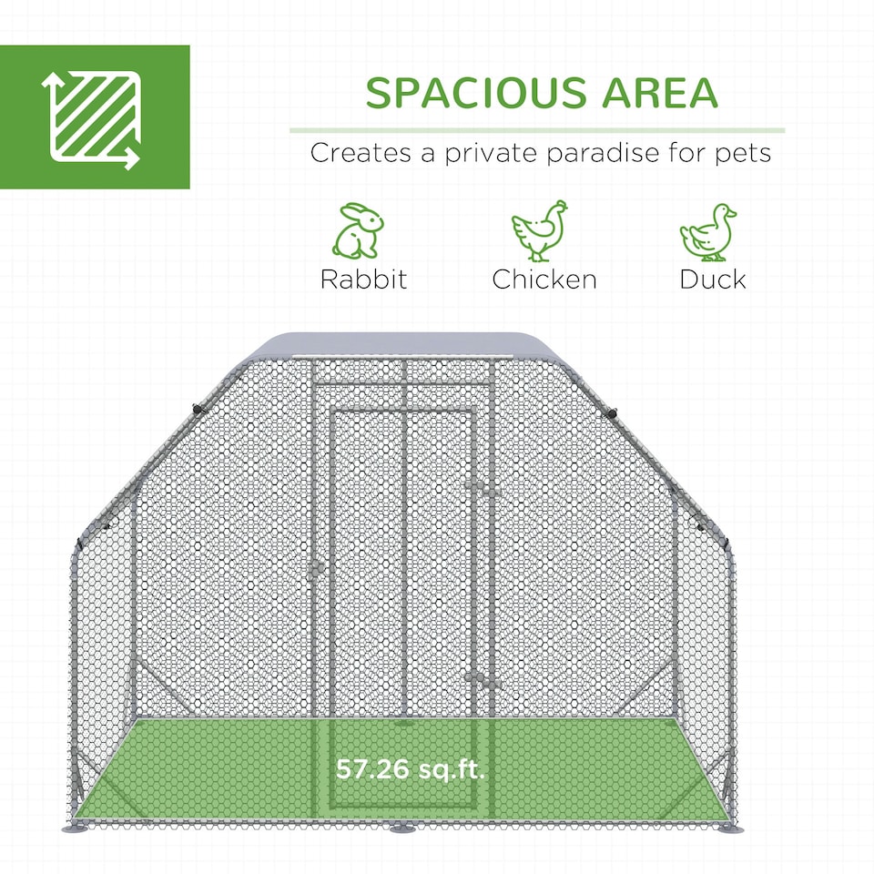 image 1 of PawHut Chicken Run W/ Roof, Walk In Chicken Coop for 4-6 Chickens, Hen House