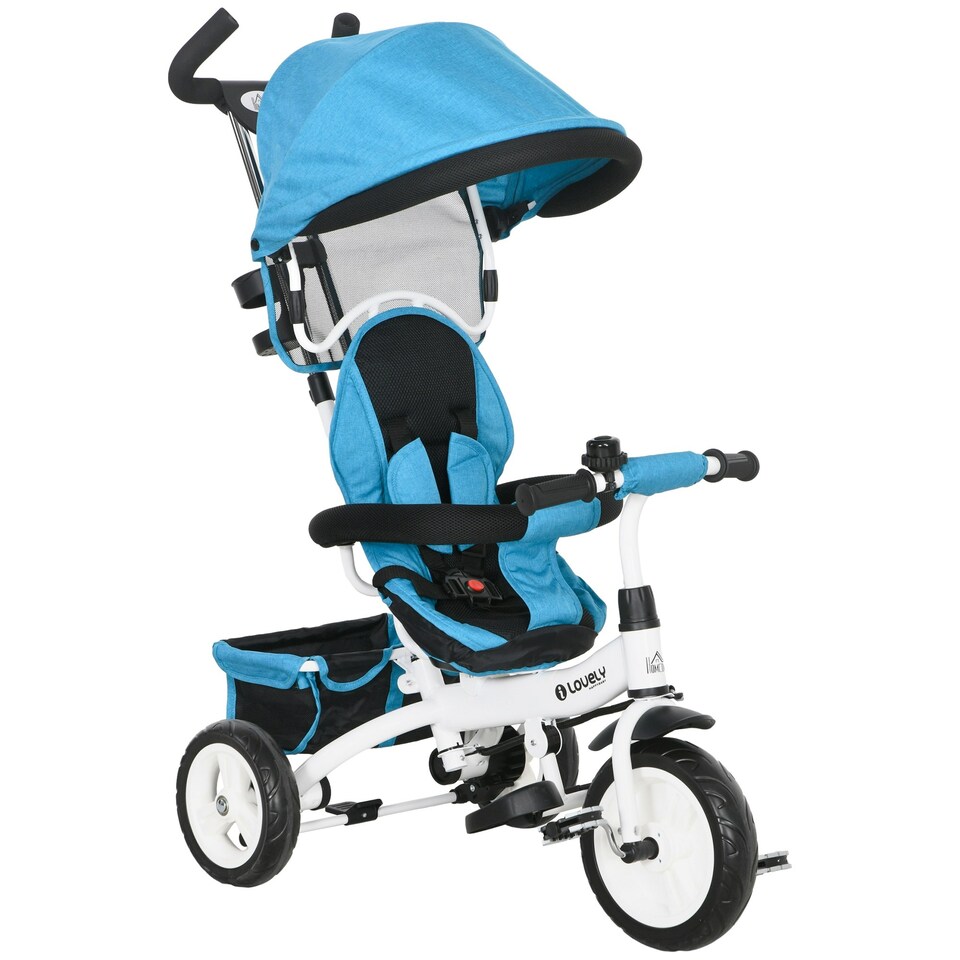 image 1 of HOMCOM 6 in 1 Kids Trike, Stroller with Parent Handle, Blue