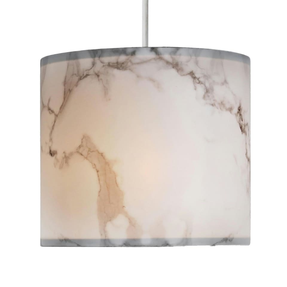 image 1 of First Choice Lighting White Marble Print Ceiling Light Shade Grey