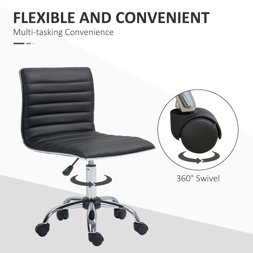 image 1 of HOMCOM Armless Mid-Back Adjustable Office Chair with 360 Swivel Black
