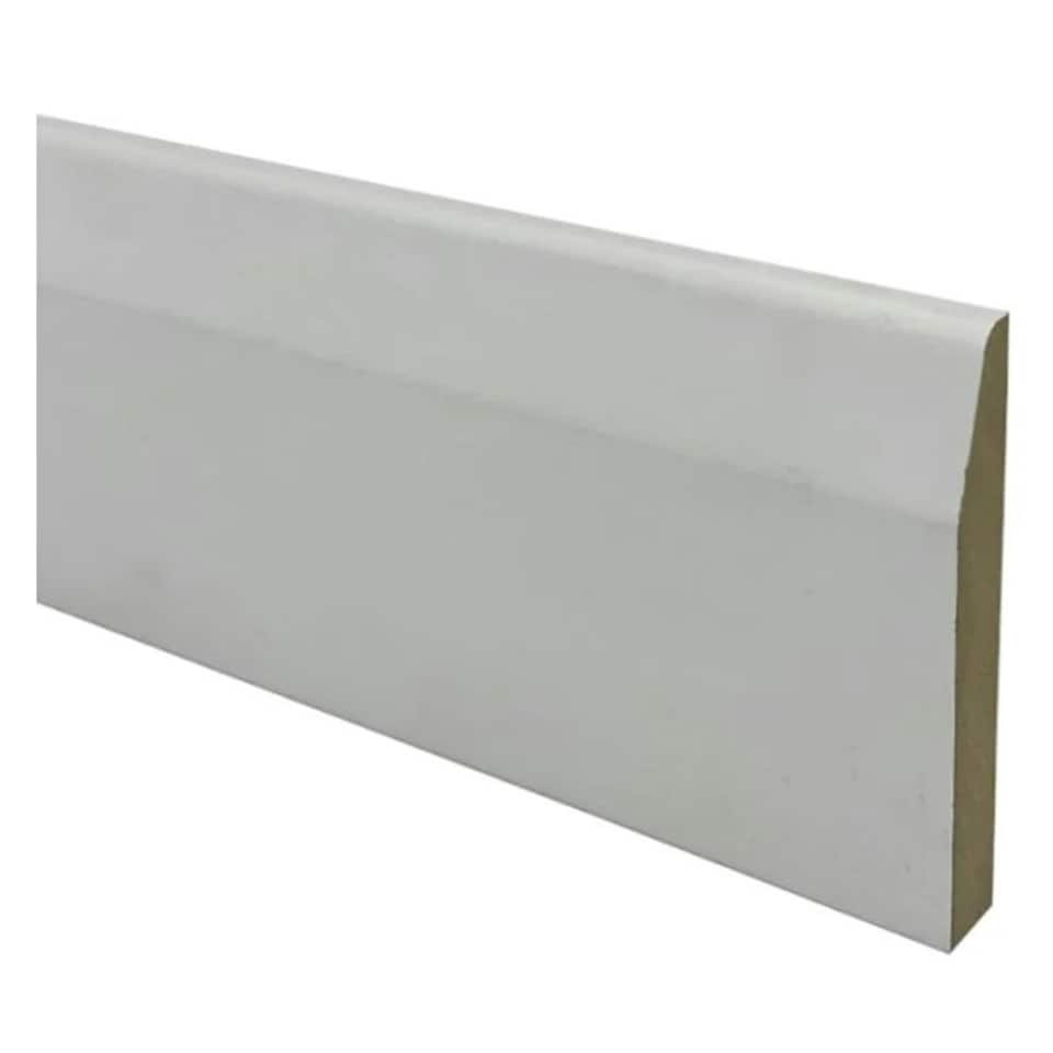 image 1 of PACK OF 20 (Total 20 Units) - 18mm x 119mm White Primed MDF Chamfered & Round Bullnose Skirting Board - 2700mm Length
