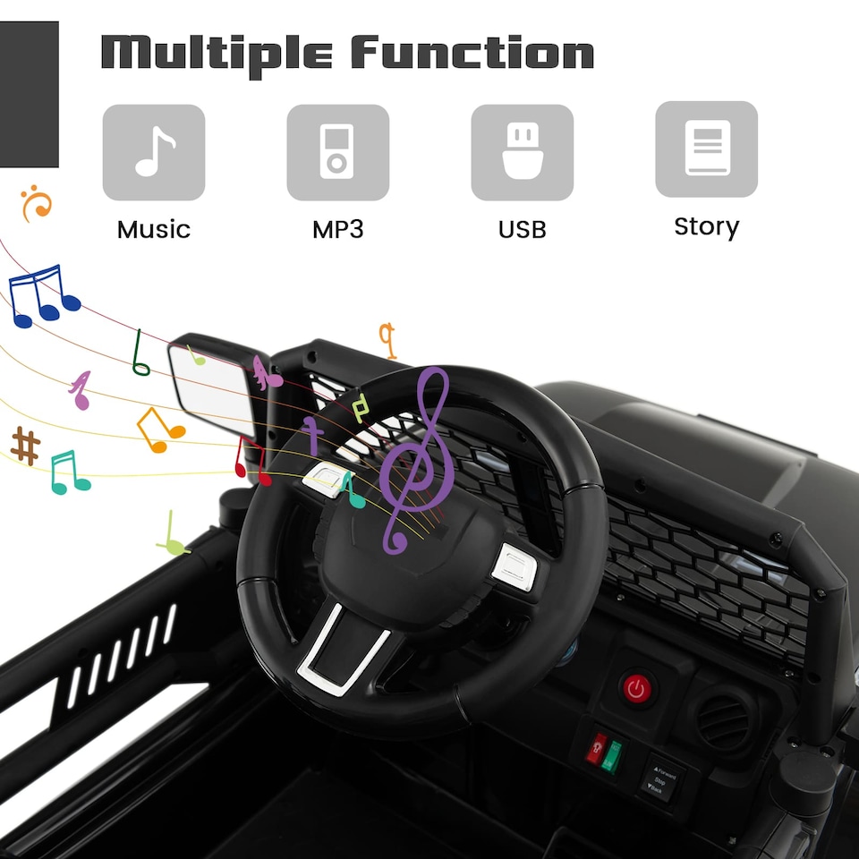 image 1 of COSTWAY 12V Powered Ride On Truck Electric Kids Car Black
