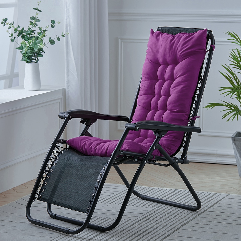 image 1 of Living and Home Thick Chaise Lounge Chair Cushion, Dark Purple-110cm | Purple