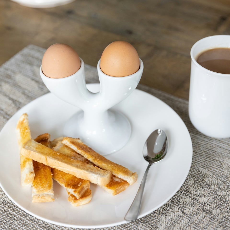 image 1 of KitchenCraft White Porcelain Double Egg Cup