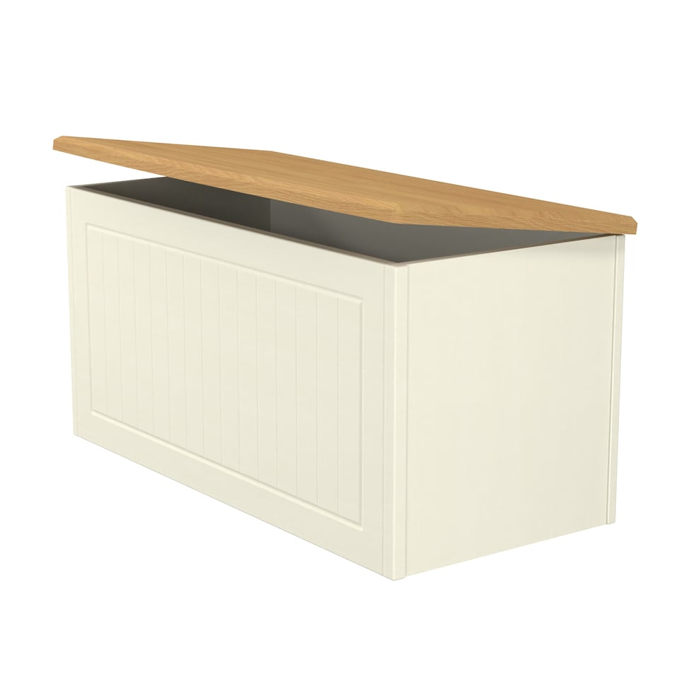 image 1 of Lancaster Blanket Box / Chest in Cream Ash & Oak (Ready Assembled) | Cream | Cream Ash & Oak