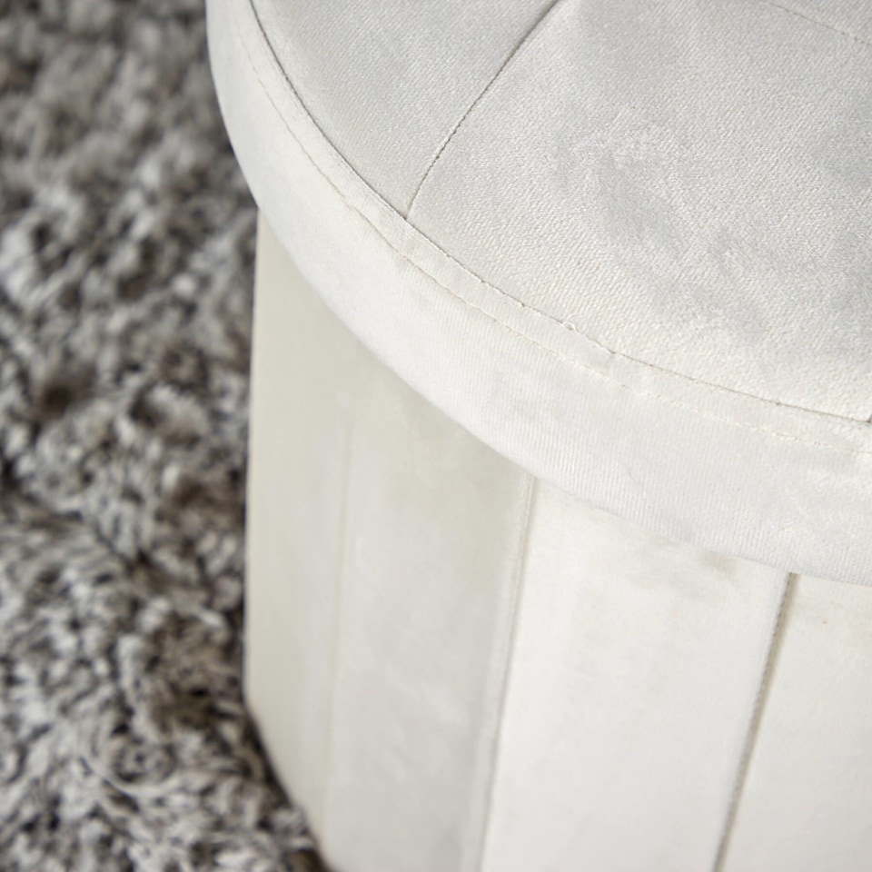 image 1 of Round Ottoman Storage Box Seat Foot Stool Suitable for All Rooms Home | Cream | Beige