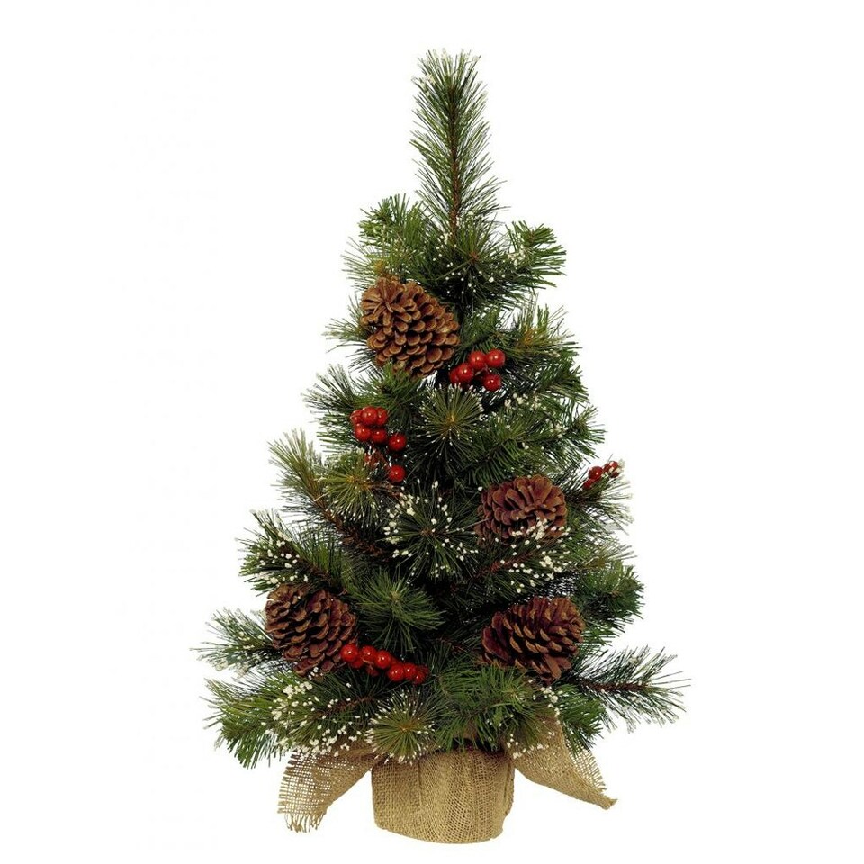 Kaemingk Pine & Berry Artificial Tree - Green/Red - 45cm