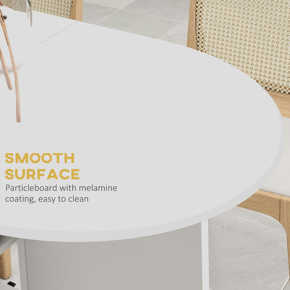 image 1 of HOMCOM Folding Dining Table for Small Spaces with 2-tier Shelves White