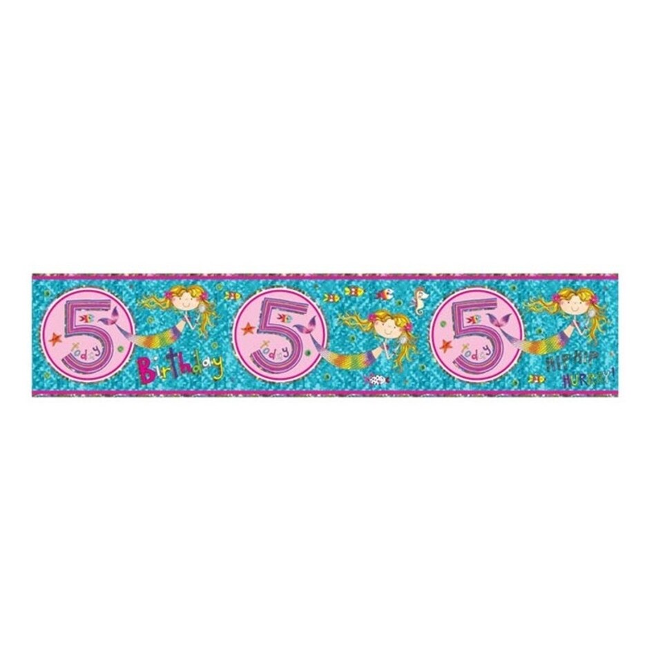 Rachel Ellen Mermaid 5th Birthday Banner - Blue/Purple - One Size