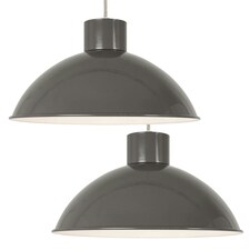 Set of 2 Domed - Grey Easy Fit Metal Pendant Shades Grey