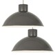 image 1 of Set of 2 Domed - Grey Easy Fit Metal Pendant Shades Grey