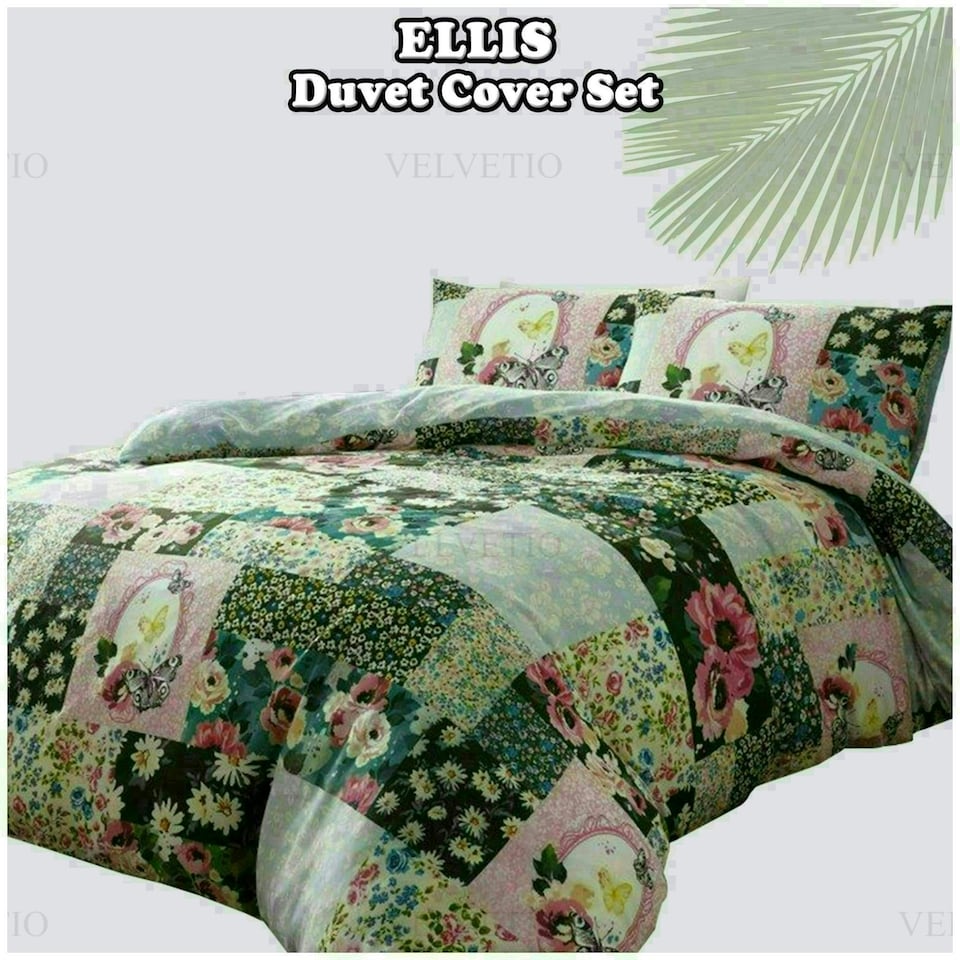 image 1 of Ellis Floral Printed Duvet Cover Set Reversible Polycotton Beddings Multi | Double