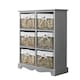 image 1 of Chest Of Drawers Hallway Storage Organiser Wooden Wicker Baskets Fully Assembled Grey | 6 Drawers