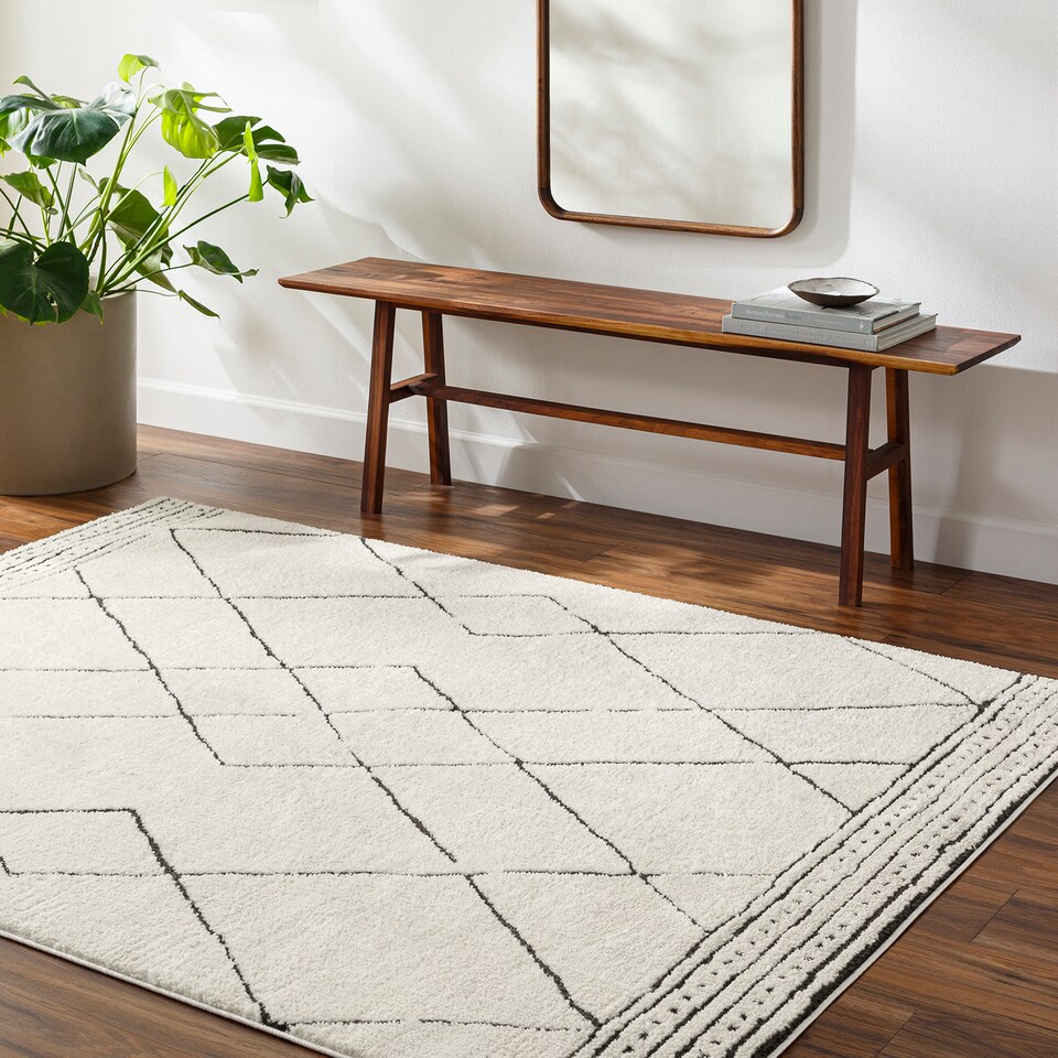 image 1 of LIVABLISS Freud-Modern High Pile Rug 200 x 275 cm | Ivory Black