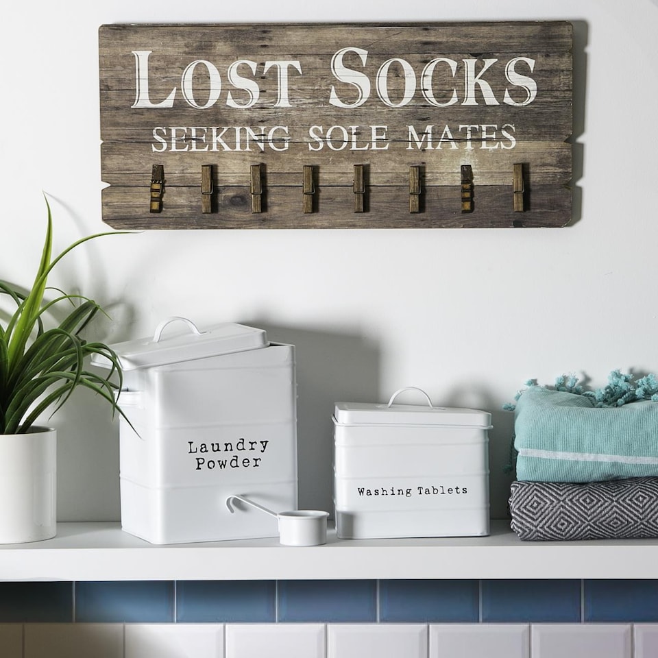 image 1 of Harbour Housewares Vintage Metal Washing Tablets Canister - White | White | Matt White | 1