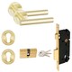 image 1 of Golden Grace Straight T-Bar Design Euro Door Handles Set in Satin Brass Euro - 70mm Key Lock Grey