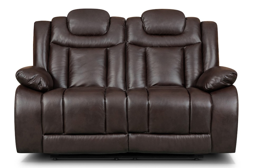 image 1 of Faux Leather Brown 2 Seater Manual Recliner Sofa TOLEDO