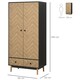 image 5 of HOMCOM Modern Wardrobe Cabinet Wood Grain Sticker Surface with Shelf, Hanging Rod and 2 Drawers 90x50x190cm