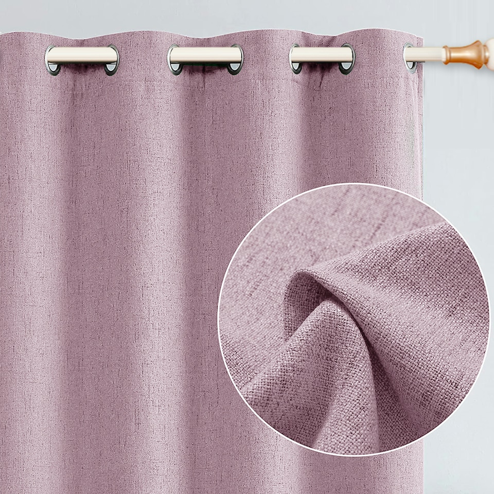 image 1 of Lilac Lined Blackout Eyelet Curtains - 46 x 54 Inch Drop - 2 Panel | Purple | One Size