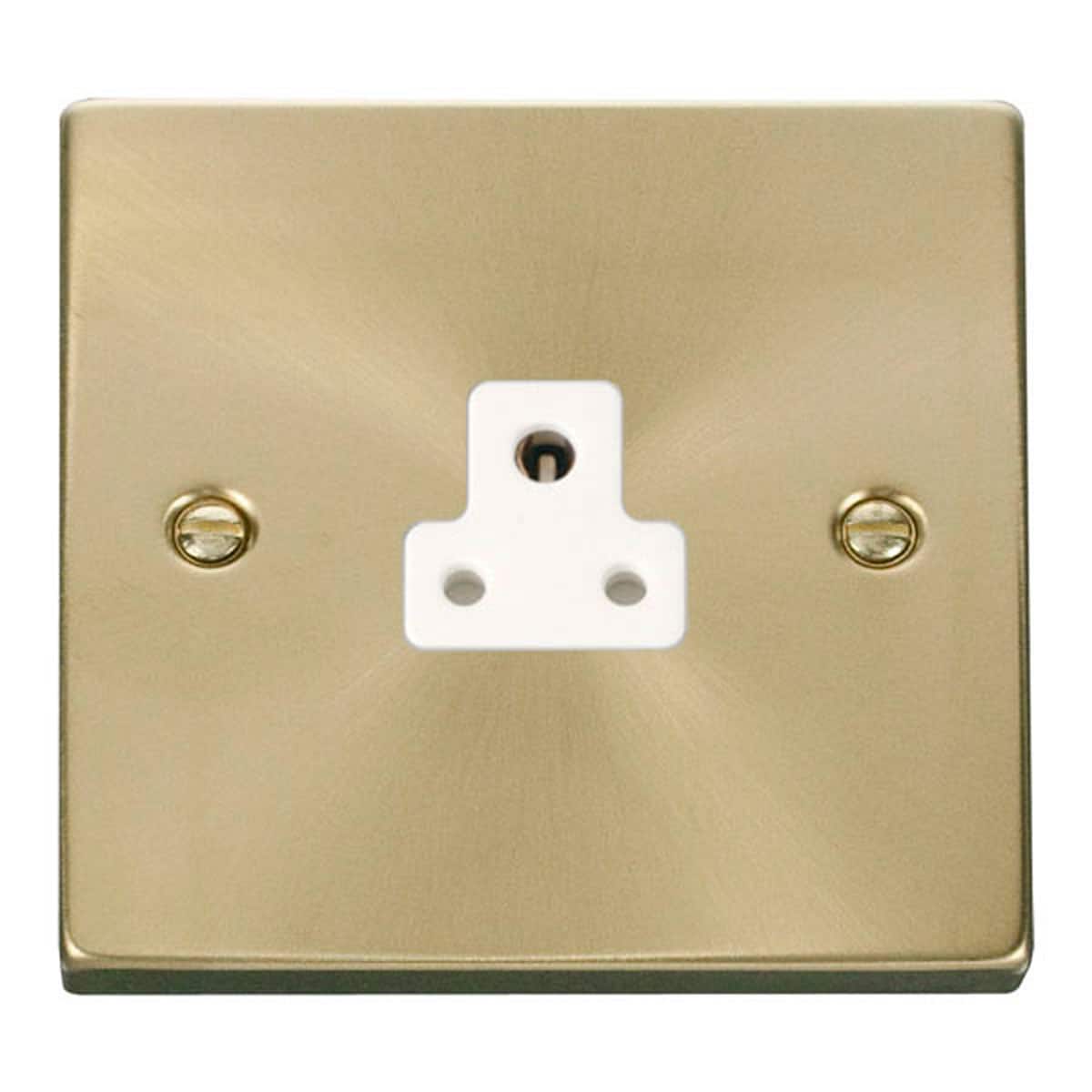 SE HOME Satin Brushed Brass 1 Gang 2A Round Pin Socket Gold Satin Brass