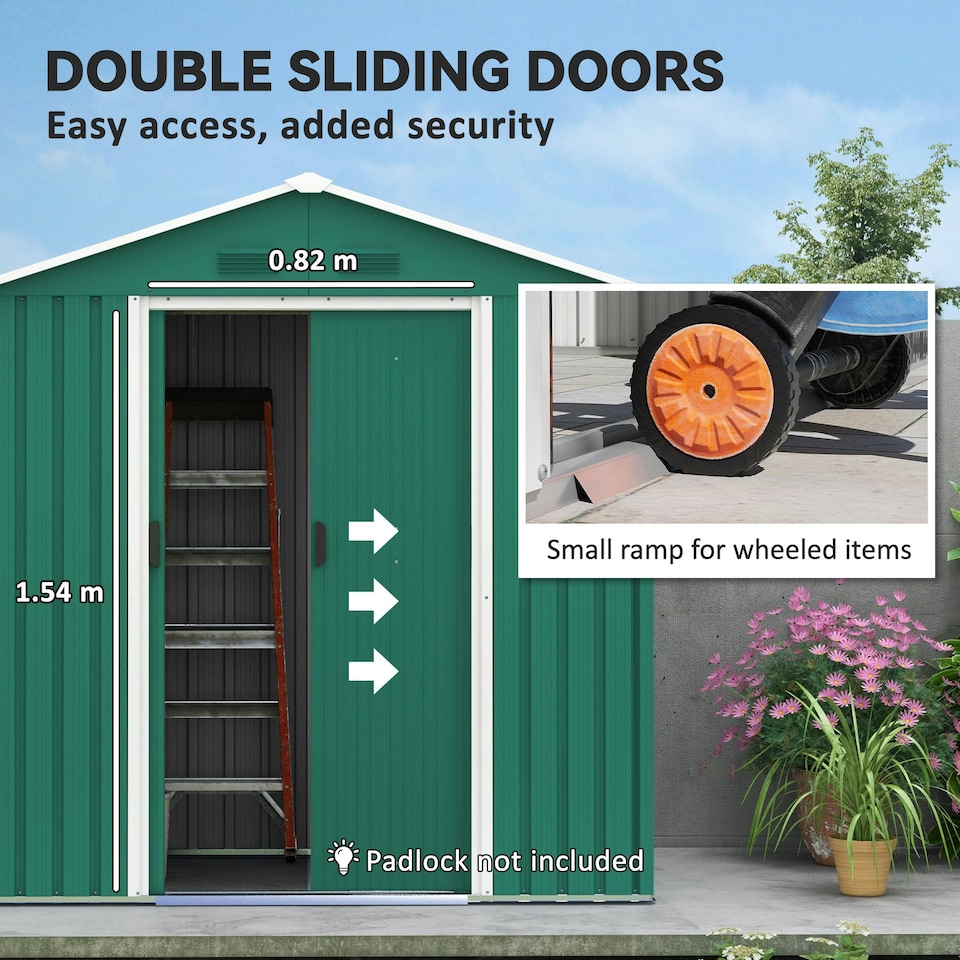 image 1 of Outsunny 6.5x3.5ft Metal Garden Shed for Garden and Outdoor Storage, Green