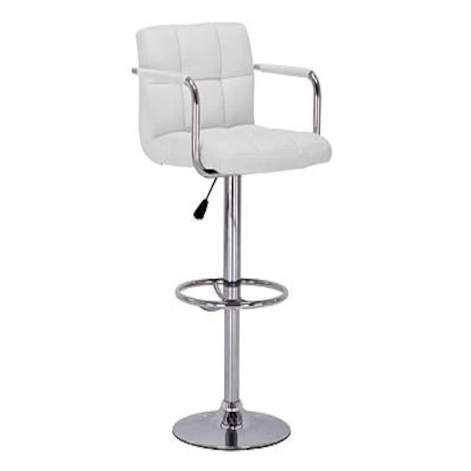 Prime Bar Stool Arms White Adjustable Height White