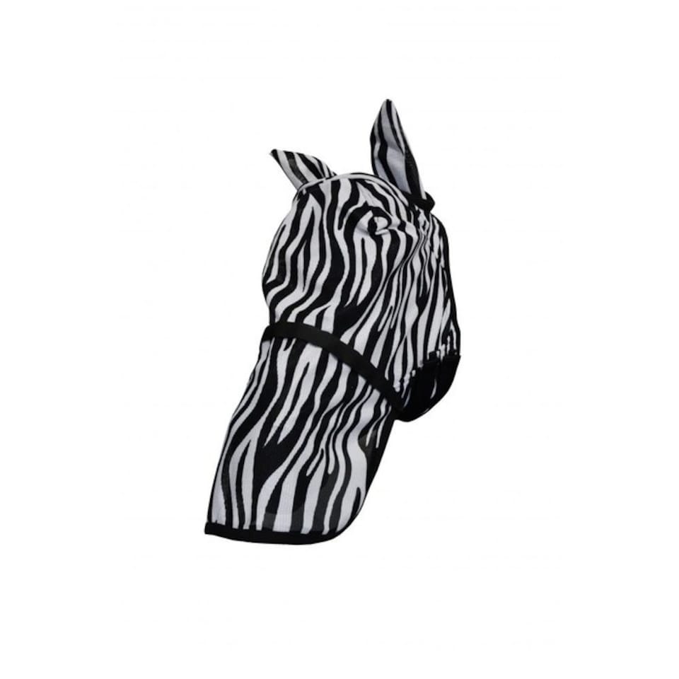 image 1 of Hy Equestrian Zebra Fly Mask With Ears And Detachable Nose | Black | Black/White | Mini | 1