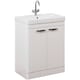 image 1 of Bathroom 2-Door Floor Standing Vanity Unit with Basin 600mm Wide White 1 Tap Hole - White Gloss - Brassware Not Included | White | White | 1