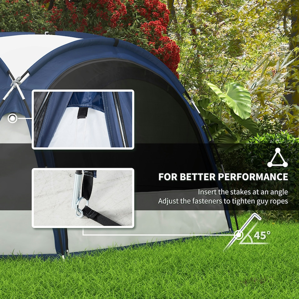image 1 of Outsunny Dome Tent for 6-8 Person Camping Tent w/ Zipped Mesh Doors Lamp Hook