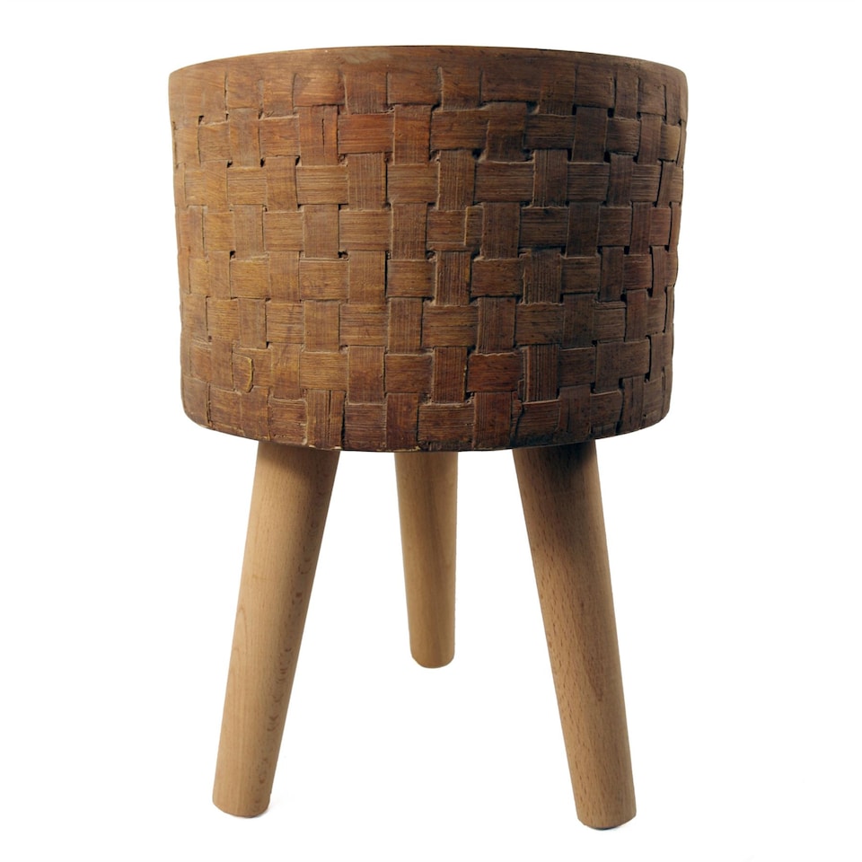 image 1 of 36cm x 25cm Woven Effect Composite Large Planter | Brown