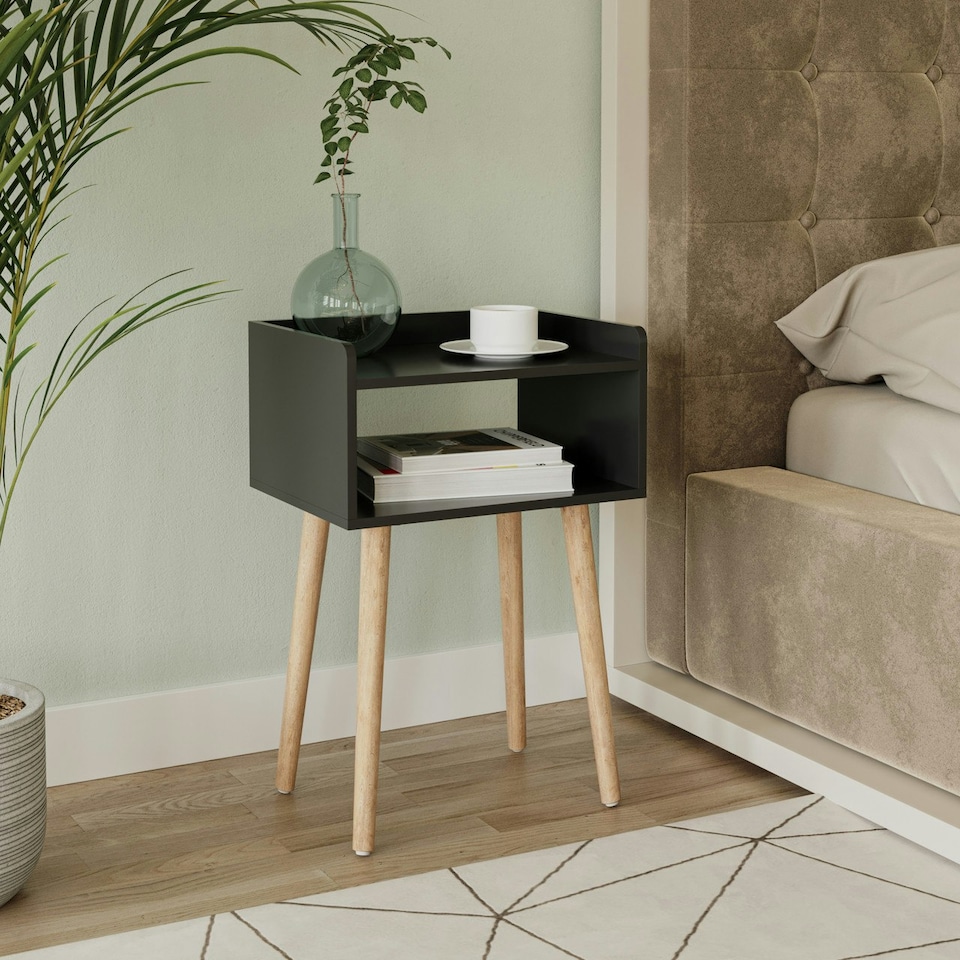 image 1 of Scandi Storage Side Table with Pine Legs White | Unit Colour: White
