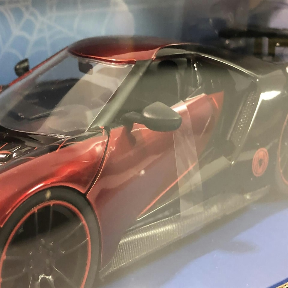image 1 of Spiderman Miles Morales 2017 Ford GT with Figure 1:24 Scale Jada 31190