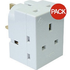 Dencon 3 Way Multiplug (UK Plug) (Pack of 10) - White - One Size