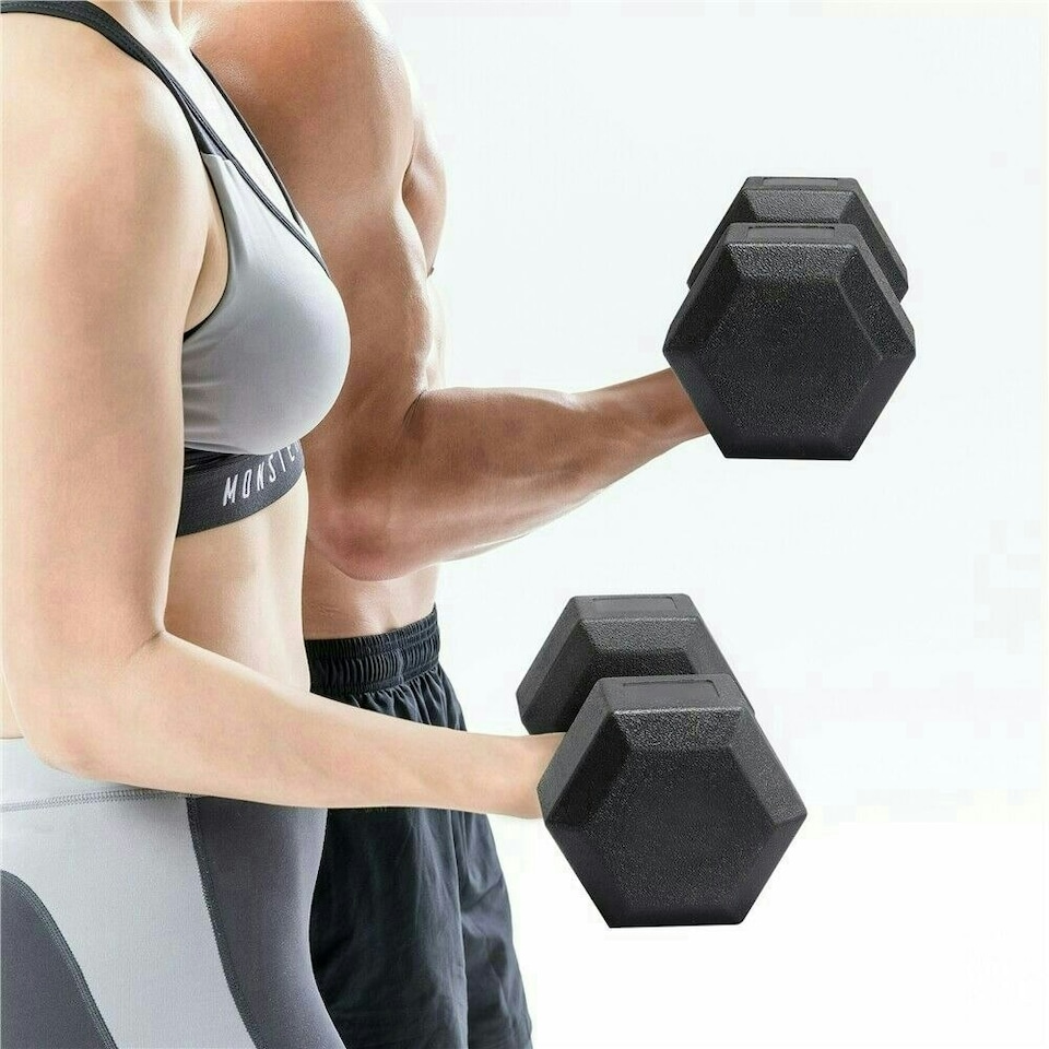image 1 of Plastic Vinyl Hex Dumbbells - 2 x 2.5kg