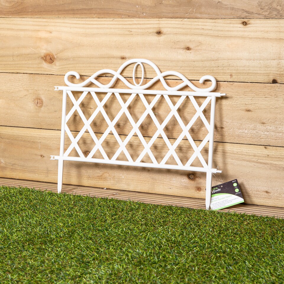 image 1 of 27cm White Plastic Garden Patio Lawn Border Fence Edging